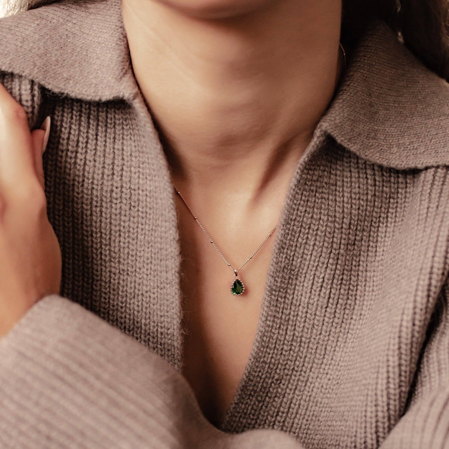 Collier Pierre de Naissance Mai Émeraude Sterling Argent